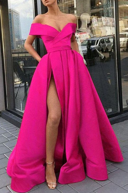 R&B | Elegantes Formelles Einfarbiges Schlitz V-Ausschnitt Abendkleid Kleider- 12 Farben