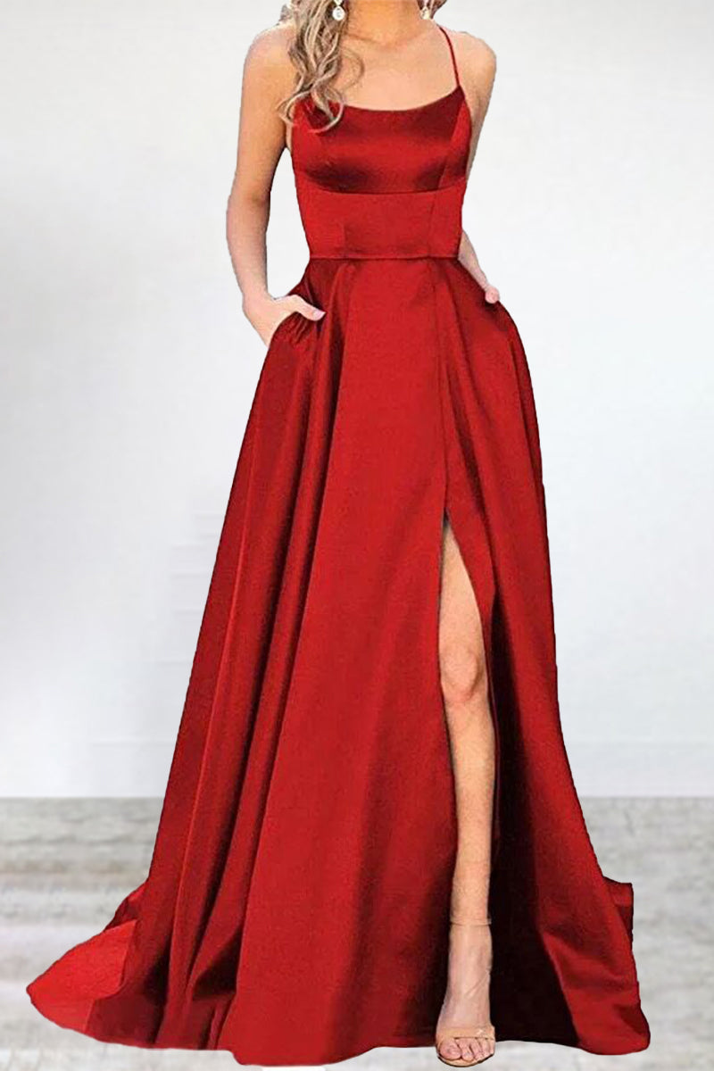 R&B | Sexy Formell Einfarbig Hohe Öffnung U Hals Abendkleid Kleider- 16 Farben