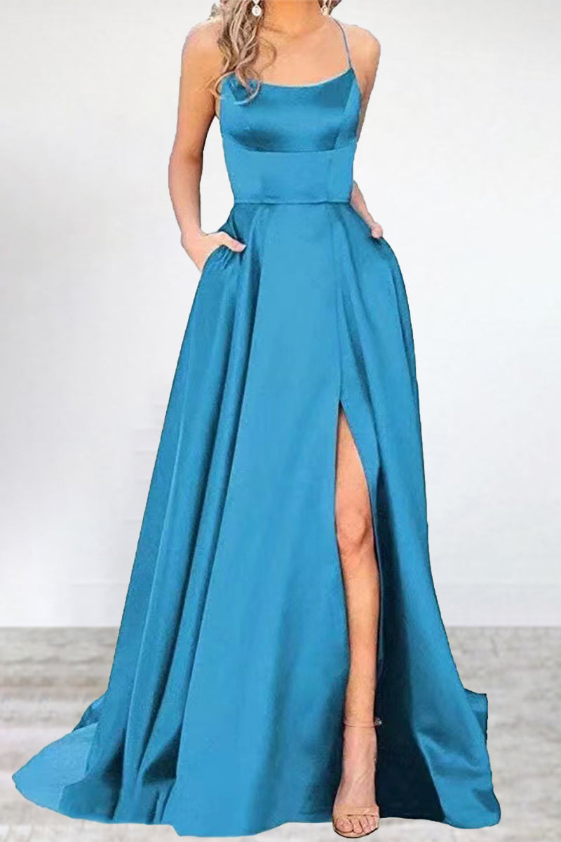 R&B | Sexy Formell Einfarbig Hohe Öffnung U Hals Abendkleid Kleider- 16 Farben