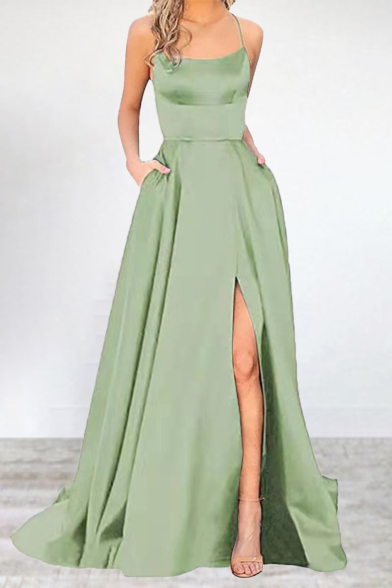R&B | Sexy Formell Einfarbig Hohe Öffnung U Hals Abendkleid Kleider- 16 Farben