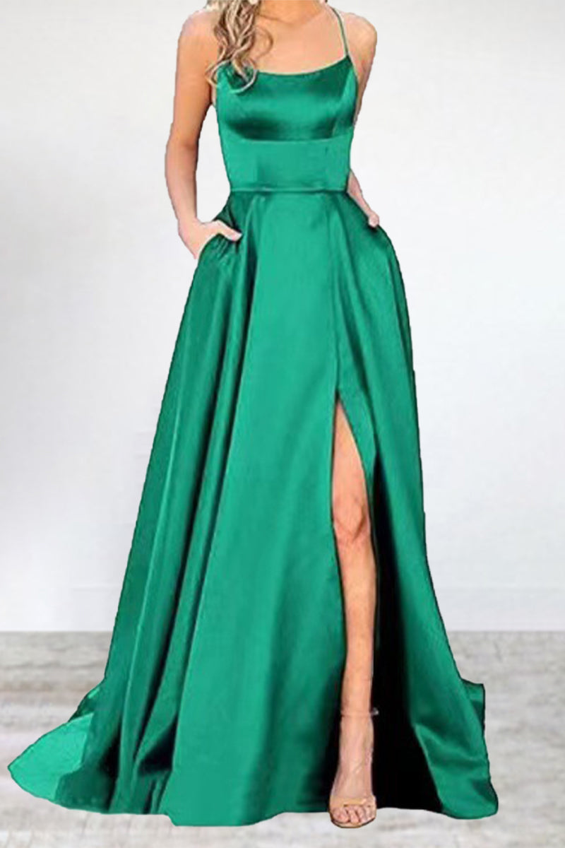R&B | Sexy Formell Einfarbig Hohe Öffnung U Hals Abendkleid Kleider- 16 Farben