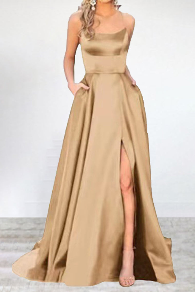 R&B | Sexy Formell Einfarbig Hohe Öffnung U Hals Abendkleid Kleider- 16 Farben