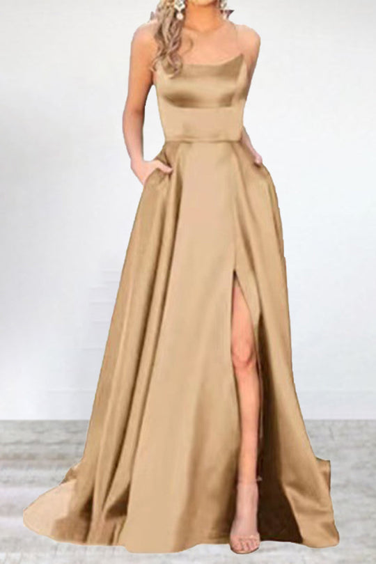 R&B | Sexy Formell Einfarbig Hohe Öffnung U Hals Abendkleid Kleider- 16 Farben