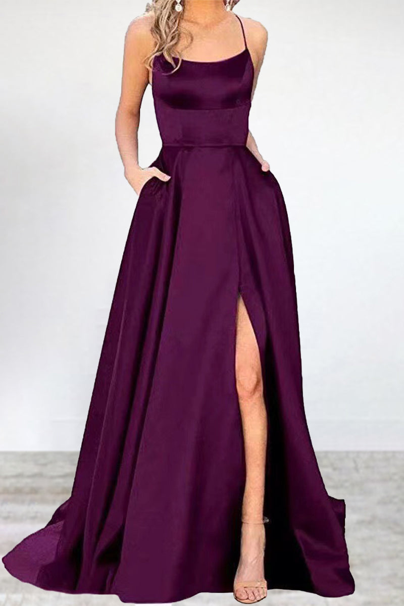 R&B | Sexy Formell Einfarbig Hohe Öffnung U Hals Abendkleid Kleider- 16 Farben