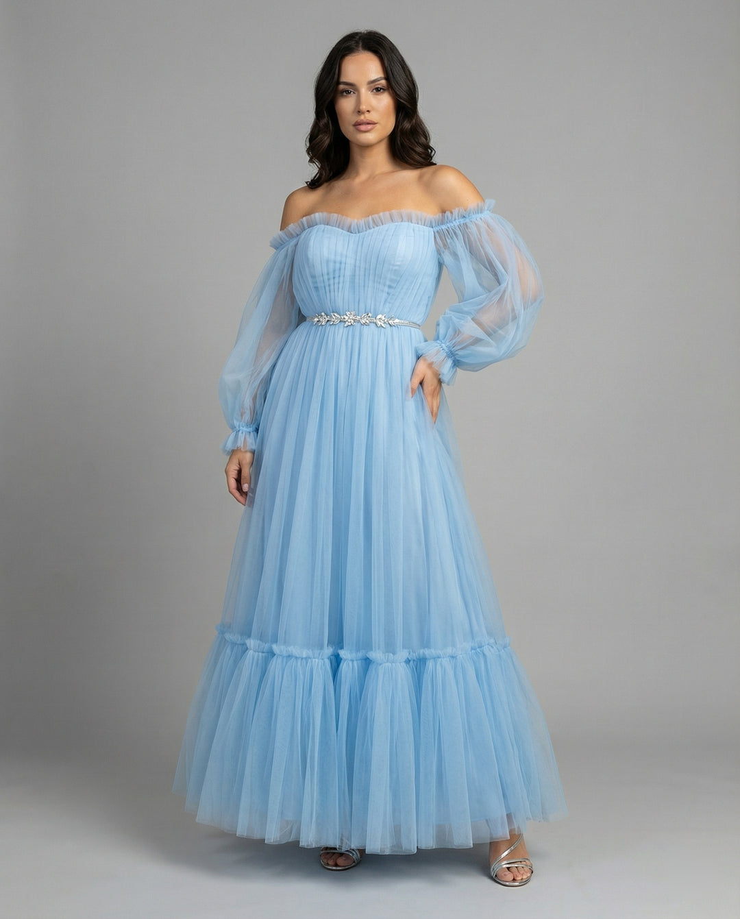 R&B | Elegantes Formelles Einfarbiges Patchwork Off-Shoulder Abendkleid Kleider - 3 Farben
