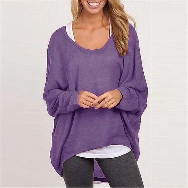 Damen lässiger Oversized Pullover mit weit geschnittenen Ärmeln und lässigem Fall R&B