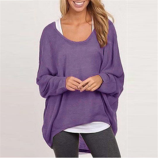 Damen lässiger Oversized Pullover mit weit geschnittenen Ärmeln und lässigem Fall R&B
