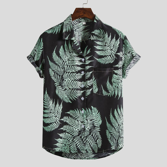 Damen Kurzarmhemd mit floralem Design und klassischem Kragen R&B