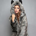 Damen Kuschelige Felljacke mit tierischen Ohren