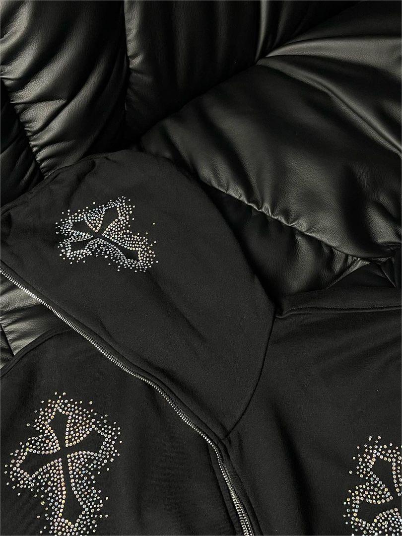 R&B | Hoodie mit Reißverschluss Und Strass-Kreuzmuster