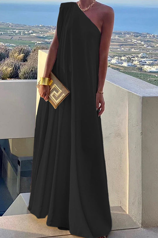 R&B | Elegante Einfachheit Solid Asymmetrischer Schräger Kragen Abendkleid Kleider - 3 Farben