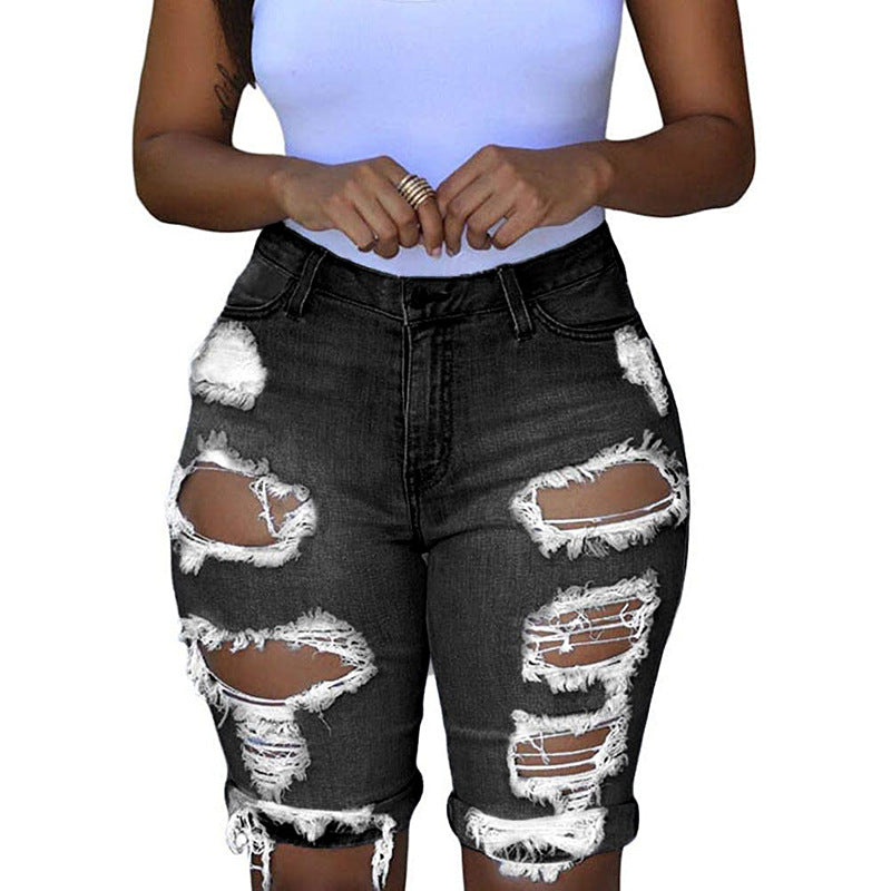 Damen Destroyed Denim-Hose mit lässigem Schnitt und modischen Rissdetails R&B