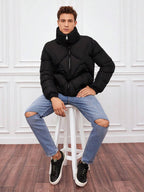 R&B | Gepolsterte Jacke mit Hohem Kragen Reißverschluss Warm und Modern