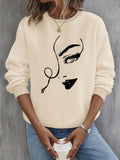 R&B | Sweatshirt mit Künstlerischem Gesicht Baumwolle Trendy und Bequem
