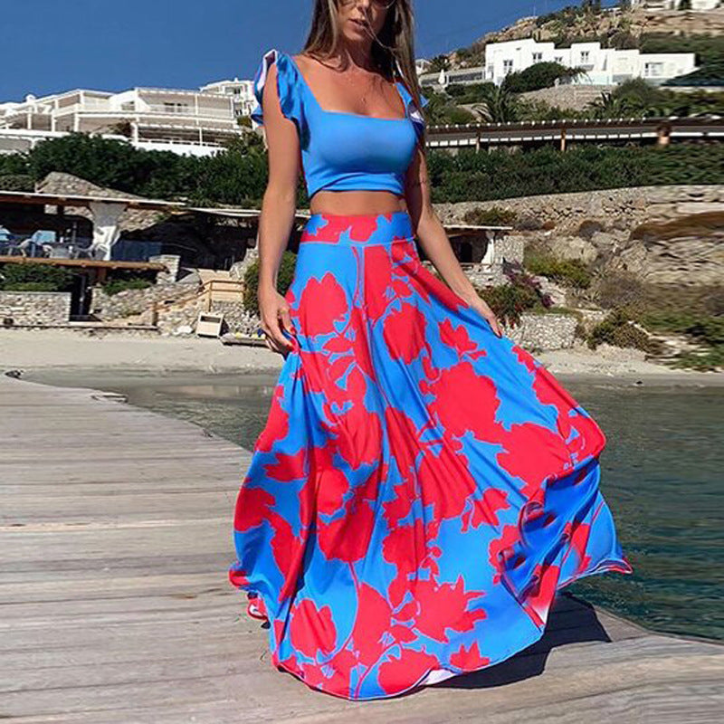 Damen Elegantes Maxikleid mit fließendem Saum und verspieltem Blumenmuster R&B