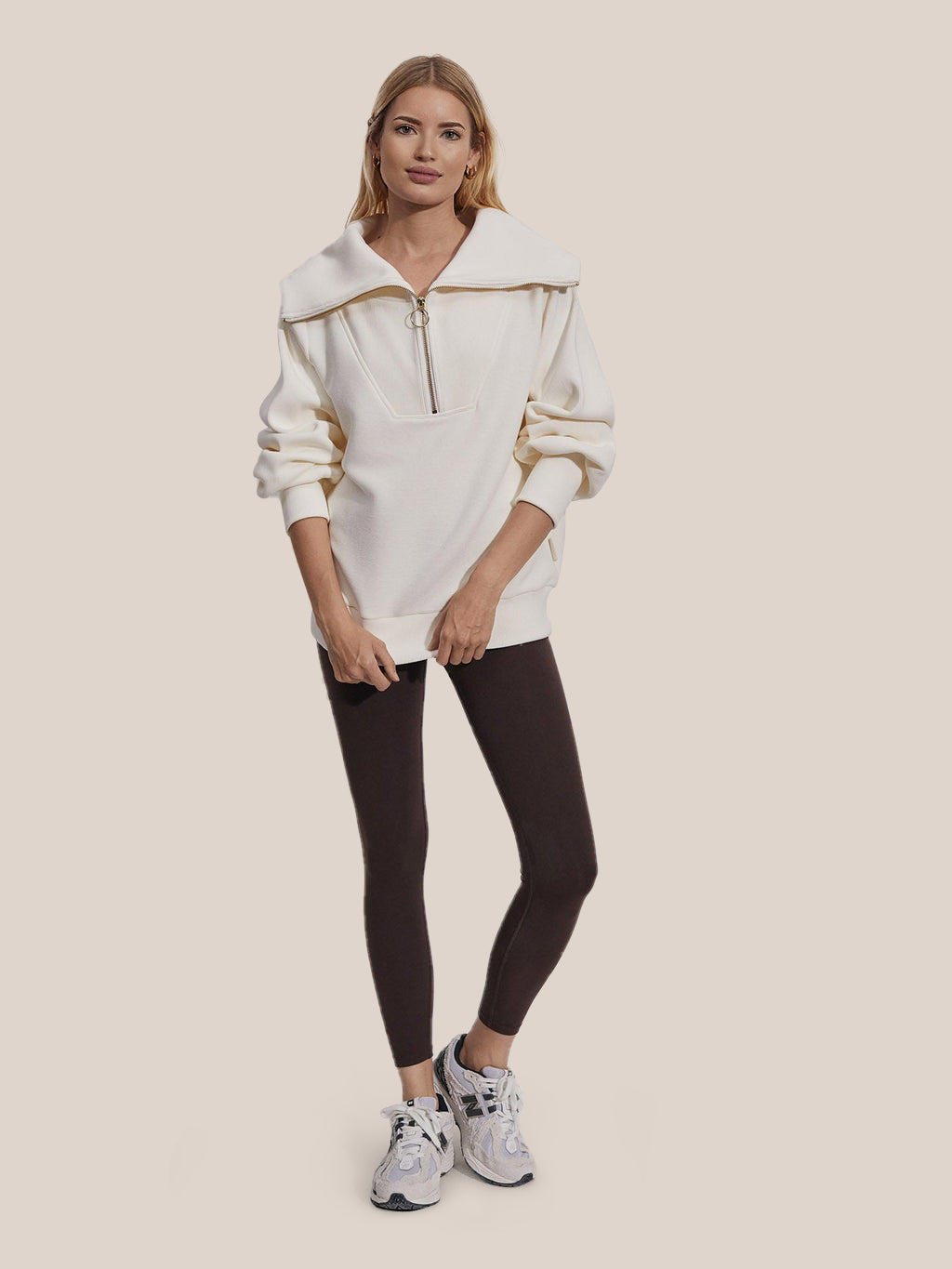 R&B | Half-zip Bluse Baumwolle Modern, Komfortabel