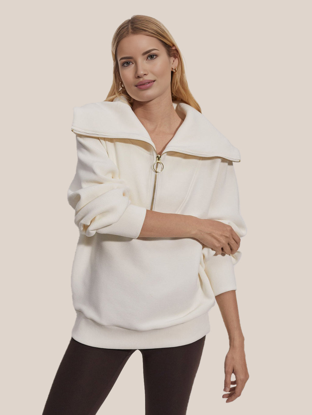 R&B | Half-zip Bluse Baumwolle Modern, Komfortabel