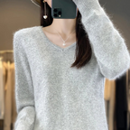 R&B | Pullover Damen V-ausschnitt Leichter und Weicher Strickpullover