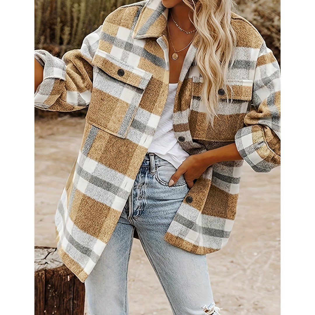 R&B | Warme Knopf Daunen Kariert Hemd Jacke - Winter