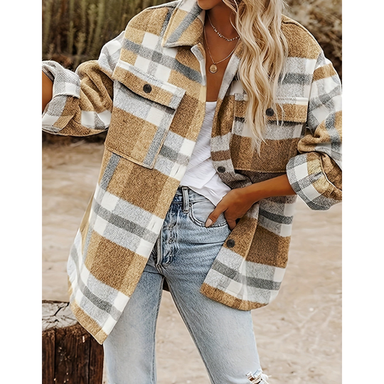 R&B | Warme Knopf Daunen Kariert Hemd Jacke - Winter