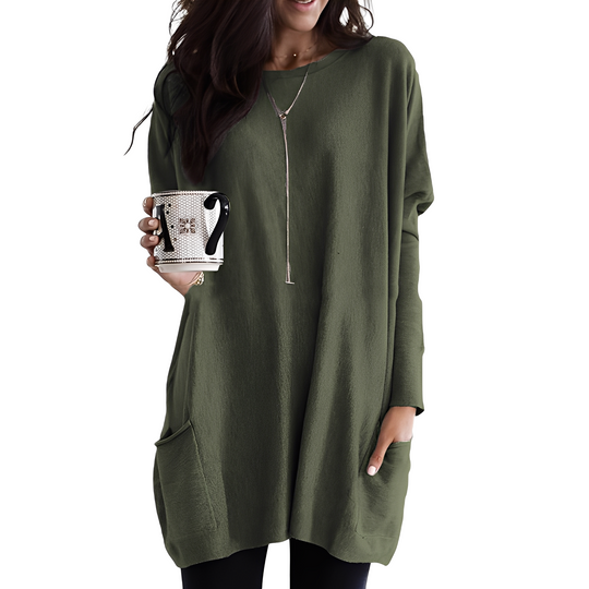 R&B | Bequemer Langer Damenpullover mit Taschen