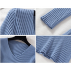 R&B | Pullover - Slim-Fit Rippstrick V-Ausschnitt Pullover