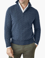 R&B | Zopfstrickpullover mit Reißverschluss - Eleganter Business & Freizeitpullover