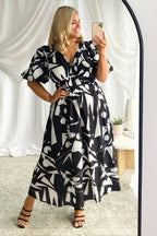 R&B | Real Love Print Puffärmel Maxi Kleid