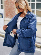 R&B | Knopf-Down Denimjacke mit Taschen