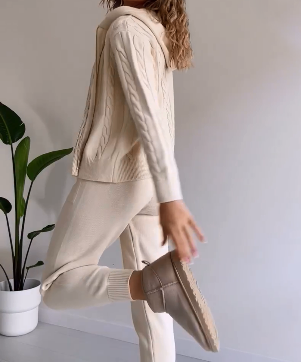 R&B | Zweiteiliges Set mit Cardigan und casual Jacquard-Strickpullover