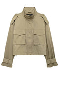 R&B | Charm Strap Details Pocketed Cargo Stil Reißverschluss Lockere Jacke
