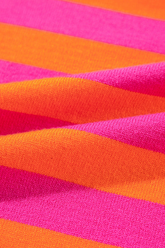 Stripe Schulterpolster Rundhals-Pullover