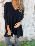 R&B | Pullover - Damen Herbst Oversized Gestrickter V-Ausschnitt Pullover