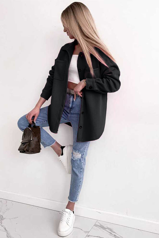 R&B | Oversized Hemdbluse mit Großen Taschen Polyester Minimalistisch und Stilvoll