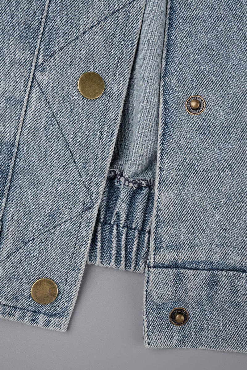 R&B | Solide Patchwork Umlegekragen Langarm Reguläre Denimjacke