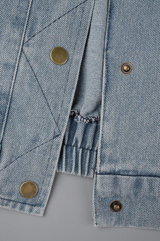 R&B | Solide Patchwork Umlegekragen Langarm Reguläre Denimjacke