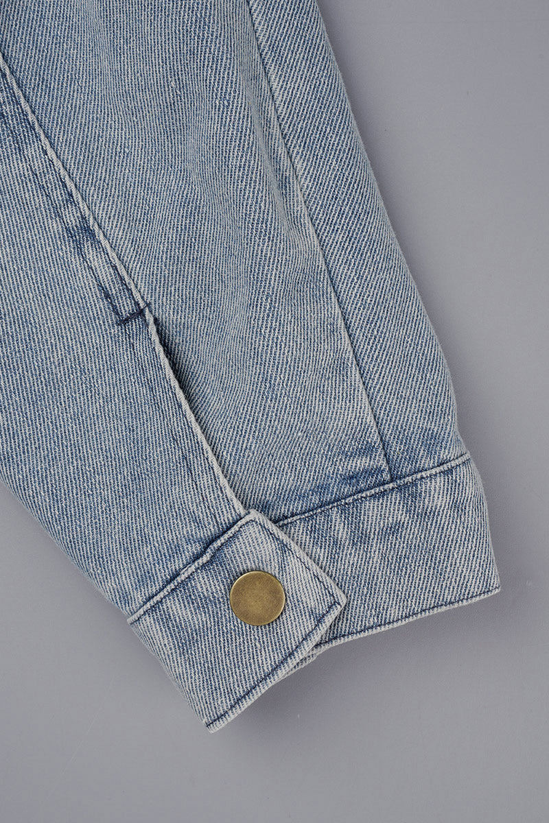 R&B | Solide Patchwork Umlegekragen Langarm Reguläre Denimjacke