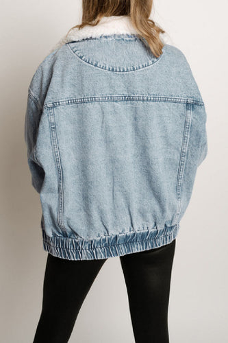 R&B | Solide Patchwork Umlegekragen Langarm Reguläre Denimjacke