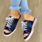 Damen Freizeitschuhe im lässigen Denim-Design mit offenem Zehenbereich R&B