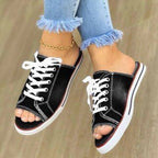 Damen Freizeitschuhe im lässigen Denim-Design mit offenem Zehenbereich R&B