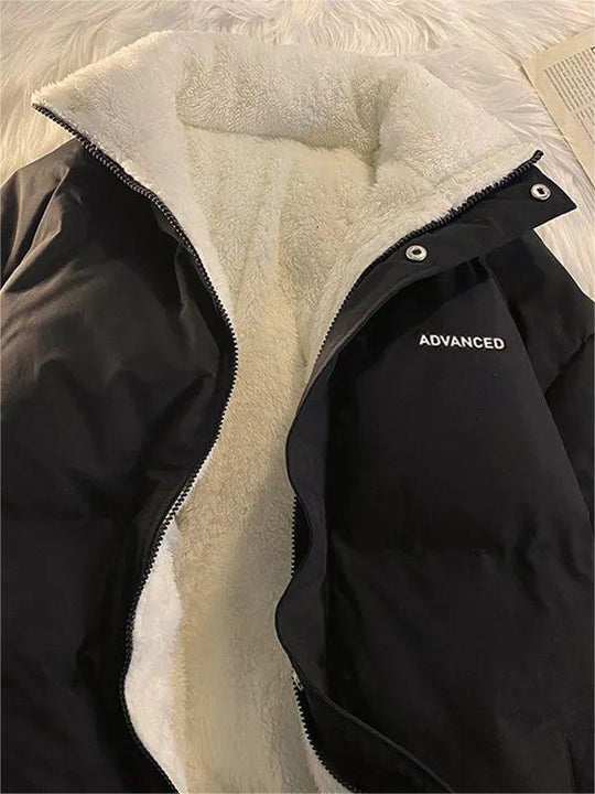 R&B | Einfarbige Kurze Gep Quiltete Jacke mit Hohem Kragen Und Reißverschluss