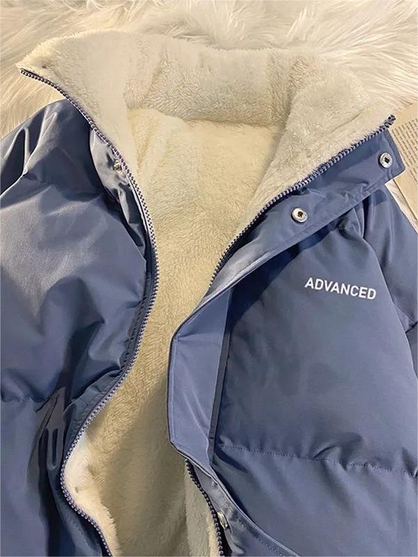 R&B | Einfarbige Kurze Gep Quiltete Jacke mit Hohem Kragen Und Reißverschluss
