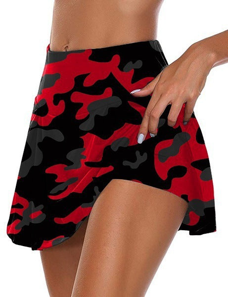 Damen sportlicher Minirock mit Taschen und elegantem Camouflage-Design R&B
