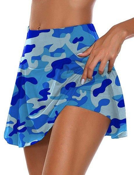 Damen sportlicher Minirock mit Taschen und elegantem Camouflage-Design R&B