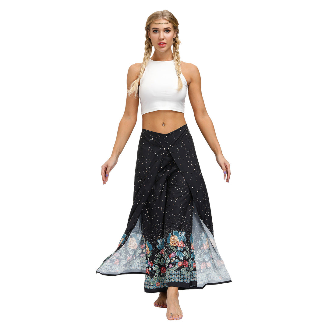 Damen Eleganter Maxi-Rock mit Floralprint und seitlichen Schlitzen R&B