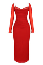 R&B | Elegantes Maxikleid mit tiefem Ausschnitt und langen Ärmeln