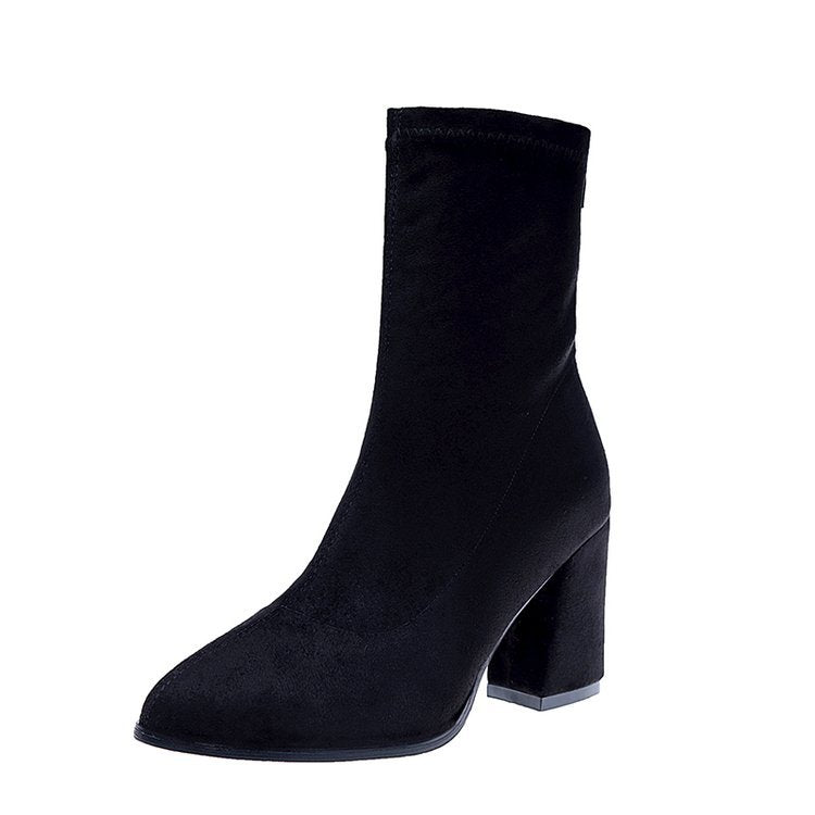 Damen elegante Stiefeletten mit komfortablem Blockabsatz R&B