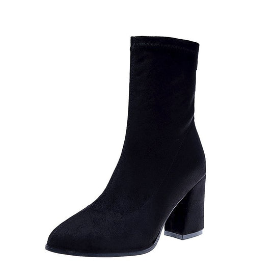 Damen elegante Stiefeletten mit komfortablem Blockabsatz R&B