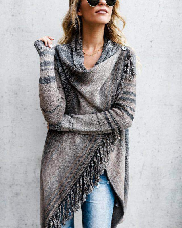 R&B | Herbst und Winter Mittellange Strickjacke