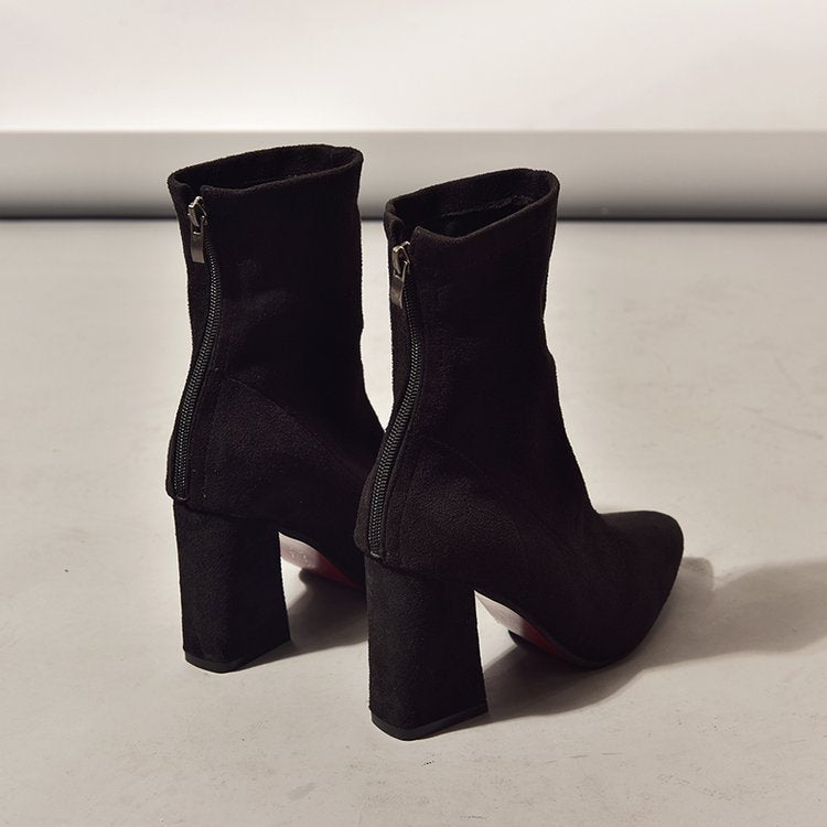 Damen elegante Stiefeletten mit komfortablem Blockabsatz R&B